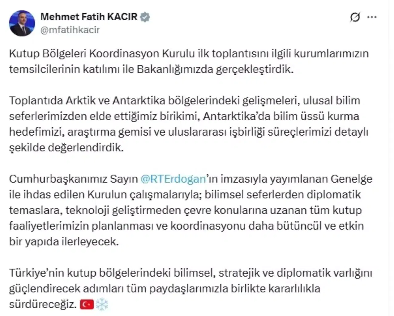 Bakan Kacır: Türkiye'nin Kutuplardaki Varlığını Güçlendireceğiz