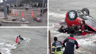 Amasya'da meydana gelen kaza sonucunda anne ve kızı nehre düştü, yaralı olarak kurtarıldılar
