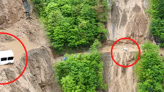 Trabzon'da korku dolu anlar: Heyelana yakalanan araç uçurumun kıyısından döndü
