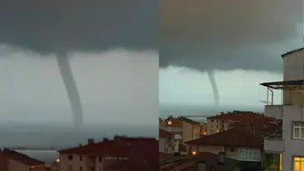 Zonguldak semalarında korkutan anlar: Denizin ortasında dev hortum belirdi