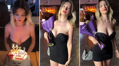 Fenomen Neslihan Güneş 32 Yaşına Girdi, Göğüs Dekolteli Elbisesi Dikkat Çekti