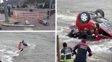 Amasya'da meydana gelen kaza sonucunda anne ve kızı nehre düştü, yaralı olarak kurtarıldılar