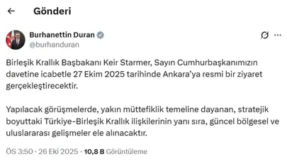 Birleşik Krallık Başbakanı Keir Starmer, Cumhurbaşkanı Erdoğan'ın Daveti Üzerine Ankara'ya Geliyor