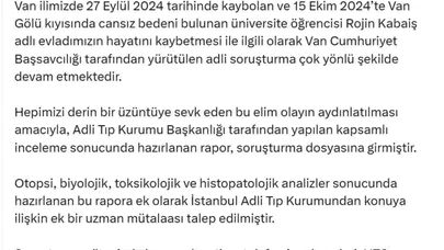 Bakan Tunç'tan Rojin Kabaiş'in Ölümüyle İlgili Açıklama