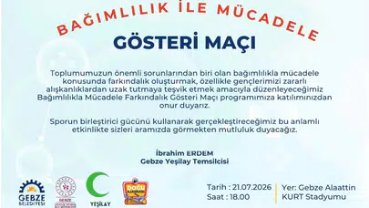 Gebze'de Bağımlılıkla Mücadele İçin Farkındalık Maçı Düzenleniyor