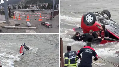 Amasya'da meydana gelen kaza sonucunda anne ve kızı nehre düştü, yaralı olarak kurtarıldılar