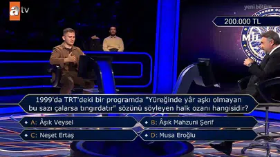 Kim Milyoner Olmak İster'de izleyiciyi terleten o soru: Sazın telini konuşturan ozan kim?