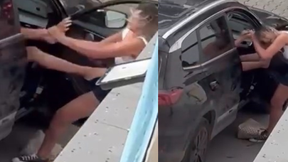 Kadıköy'de dehşet anları: Trafik ortasında saç saça baş başa kavga