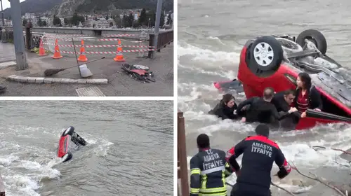Amasya'da meydana gelen kaza sonucunda anne ve kızı nehre düştü, yaralı olarak kurtarıldılar