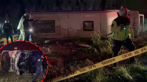 Bursa’da sabah saatlerinde dehşet anları: Yolcu minibüsü devrildi, acı bilanço ağır