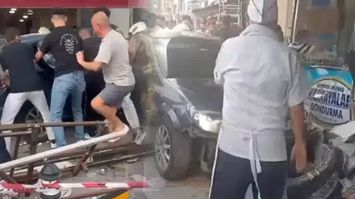 Beykoz'da korkunç anlar: Otomobil kaldırıma çıktı, yayaların arasına daldı