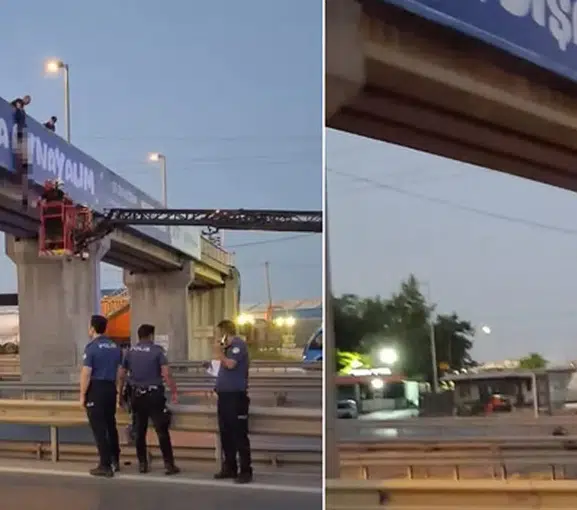 Gebze'de sabah saatlerinde dehşet: Üst geçitteki manzara çevredekileri şoke etti