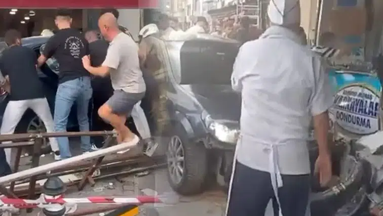 Beykoz'da korkunç anlar: Otomobil kaldırıma çıktı, yayaların arasına daldı